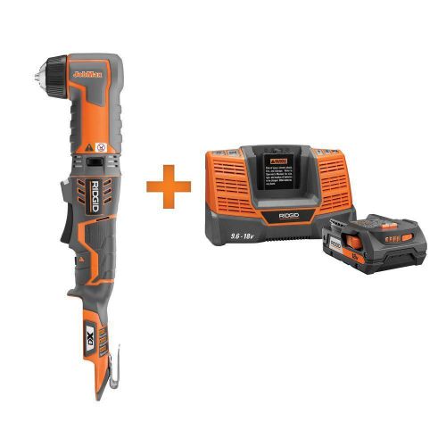 RIDGID JobMax 18 Volt Lithium-Ion Compact Right Angle Drill Driver Tool Kit