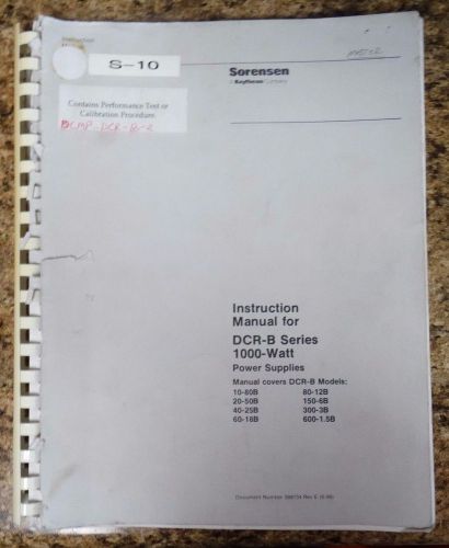 Sorensen DCR-B Series Instruction Manual