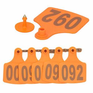 100PCS Livestock Ear Tag With Number Farm Animal Identification Card Tool Orange