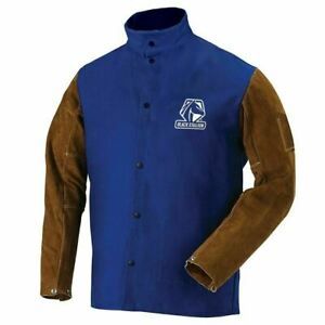 Black Stallion Welding Jacket - Hybrid FR Cotton/Cowhide FRB9-30C/BS-L Large