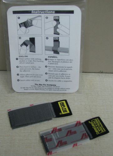 RIP-TIE CABLECATCH  1&#034;X2&#034;  GREY  5PCS. REUSABLE CABLE ORGANIZER-HOOK &amp; LOOP