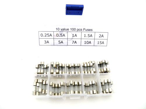 10value 100pcs 5x20mm fuse box kit 0.25a - 15a fuses 21 for sale