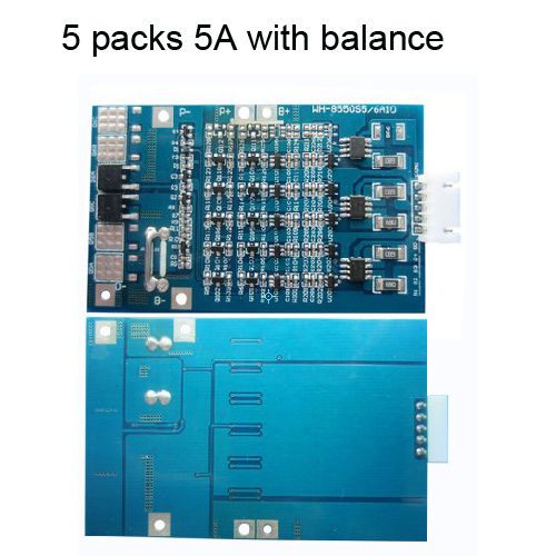 5a protection board  for 5 packs 18v18650 li-ion li battery charger w/ balance for sale