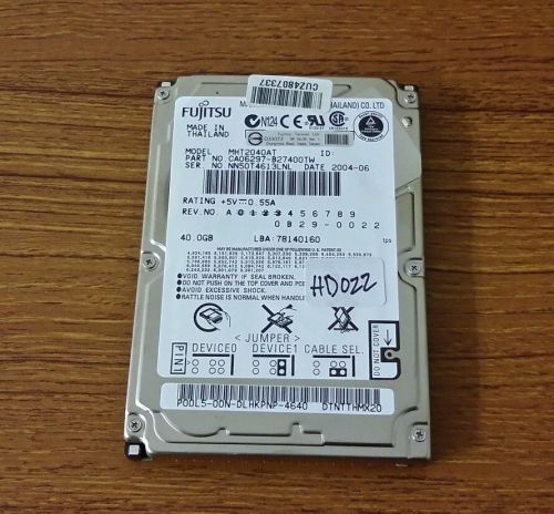 Fijitsu 40GB Hardrive Model: MHT2040AT