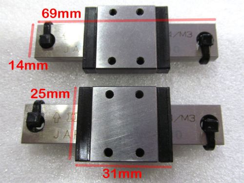 2 pcs, Linear motion guide, LWLF14, 69mm rail length, IKO