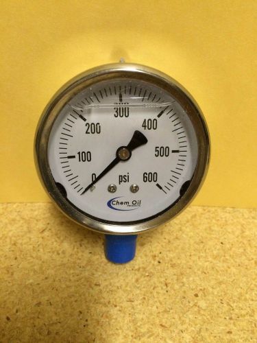 CHEM OIL 2.5&#034; Oil Filled Pressure Gauge 0-600psi FREE SHIPPING