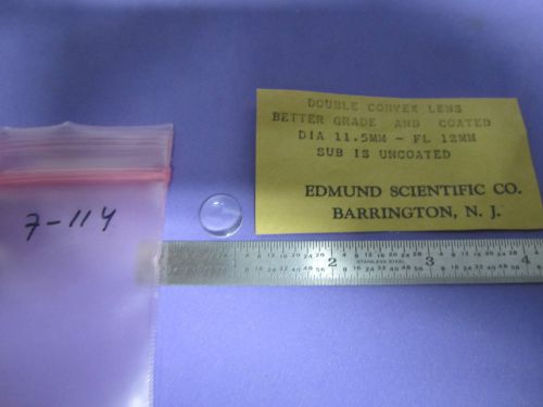 Optical lens convex laser optics 11.5 mm dia fl 12 mm #7-114 for sale