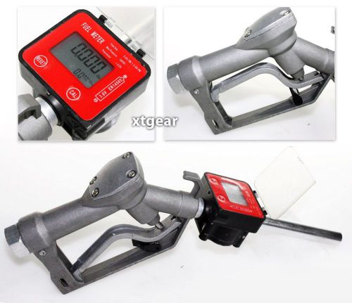 Fuel Gasoline Diesel Petrol Oil Gun w/Digital Flow Meter Manual Nozzle Dispenser