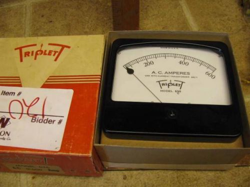 NOS in Box Triplett 636 0-600 AC Amperes Panel Gauge Meter Amp