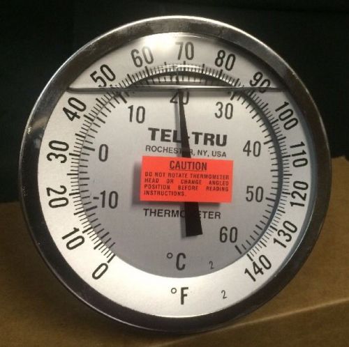 TELTRU AA575R 1/2&#034; BIMETALLIC STAINLESS STEEL THERMOMETER 1/2 NPT O/140F 4&#034; Stem