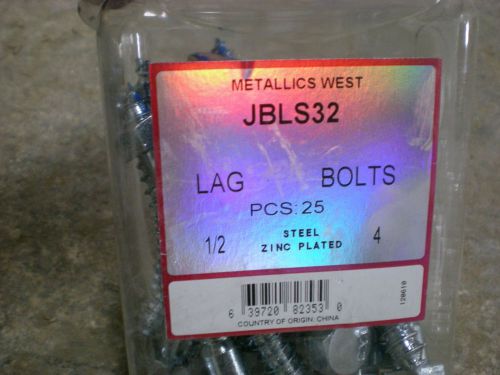 1/2 X 4&#034; lag bolt (25pcs) Zinc