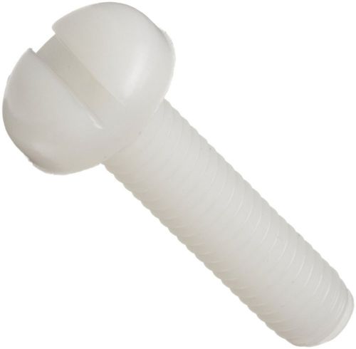 Nylon 6/6 Machine Screw, Plain Finish, Off-White, Pan Head, Slotted Drive