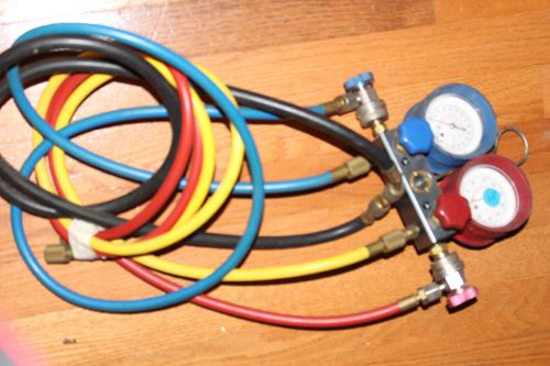 YELLOW JACKET HVAC MANIFOLD GAUGES 134a  60&#034; HOSE REFRIGERATION SERIES