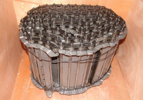 Hinged steel belt chip conveyor chain 164&#034; x 12&#034; x 1  1/2 &#034; slats unused for sale