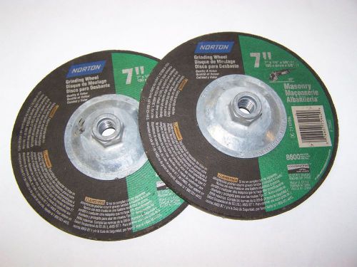 NORTON MASONRY GRINDING WHEELS, 7&#034; X 1/4&#034; X 5/8-11  2 PC LOT