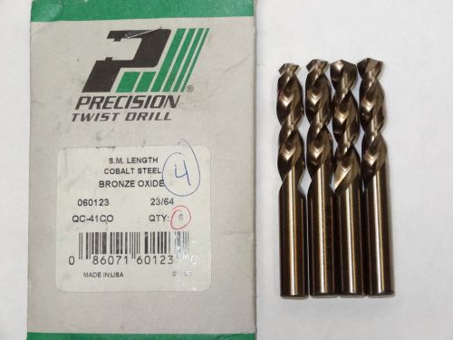 4x ptd 23/64&#034; qc-41co cobalt screw machine 135° precision parabolic twist drill for sale