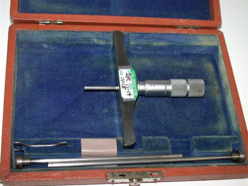 BROWN &amp; SHARPE 0-3&#034; DEPTH MICS MICROMETER 4&#034; BASE 607 CALIBRATED -FREE SHIPPING