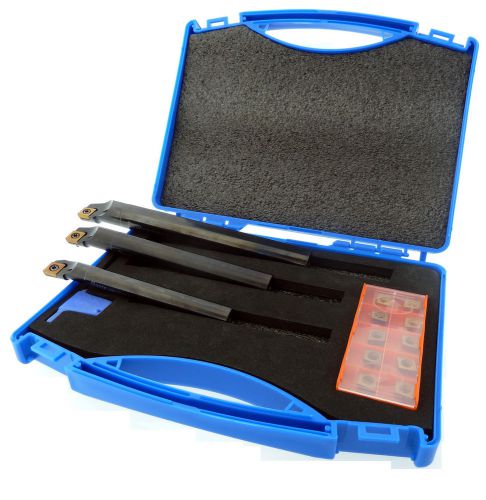 Glanze 3 pc. Boring Bar Set with 10 carbide inserts Coolant Through