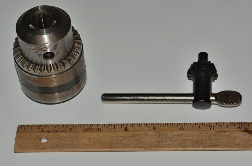 Rohm drill chuck r5-3ds/th 1/4&#034; - 13/16” capacity with jacobs key k4 germany for sale
