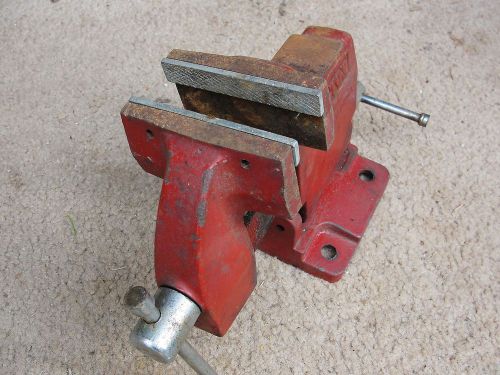 Wilton tilting cast iron bench vise anvil 180 tilt 121118 red 4&#034; steel jaws usa for sale