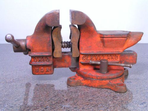 Vintage Columbian USA Bench Swivel Vise Anvil 3 1/2&#034; 16.5 Lbs C 43 1/2 Cleveland