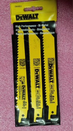 DEWALT DW4853 3 Piece Woodcutting Reciprocating Saw Blade Set