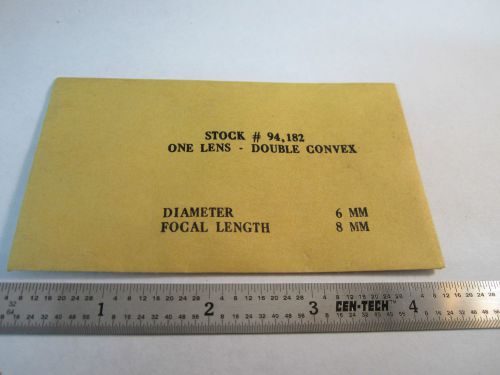 OPTICAL LENS DOUBLE CONVEX 6 mm DIAMETER FL 8 mm LASER OPTICS NICE BIN#15 i