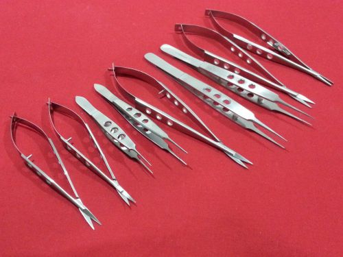 10 PCS CASTROVIEJO NEEDLE HOLDERS+SCISSORS+ SUTURE FORCEPS SURGICAL INSTRUMENTS