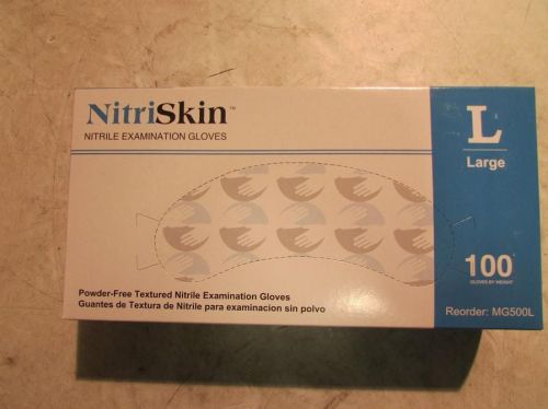 Lot of (9) NitriSkin MG500L Nitrile Exam Gloves PF Large Blue 100PK