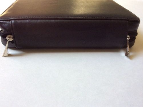 2&#034; Full Grain Nappa Leather Black ZIPPER Organizer by Franklin Covey, PDA holder