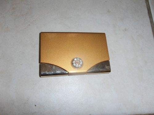 LZ NEW YORK GOLDTONE BUSINESS CARD HOLDER W/BLING