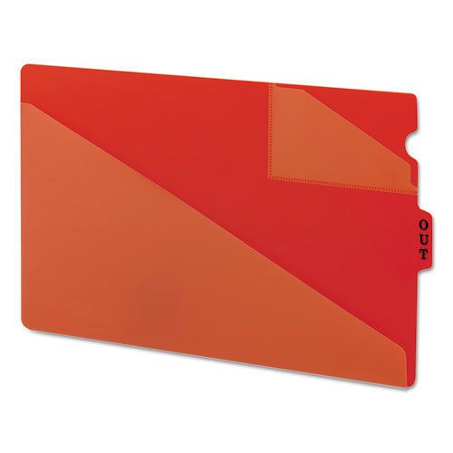 Out Guides with Diagonal-Cut Pockets, Poly, Legal, Red, 50/Box