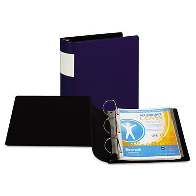 DXL Heavy-Duty Locking D-Ring Binder With Label Holder, 4&#034; Cap, Dark Blue