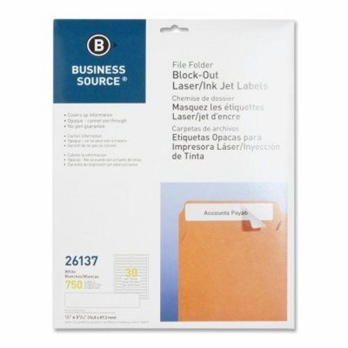 File Folder Labels, Laser, 750 per Pack , 2/3&#034;x 3-7/16, White (BSN26137)