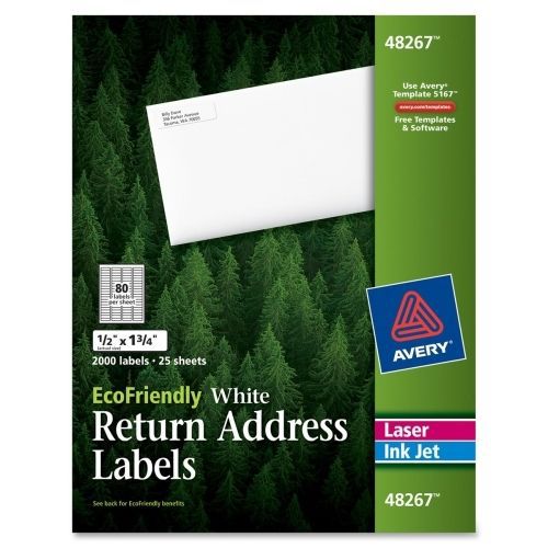 Avery mailing label - 0.5&#034;wx1.75&#034;l - 2000 / pack - rectangle - white for sale