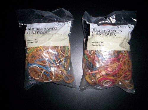 2 BAGS~RUBBER BANDS Assorted Sizes &amp; Colors ~3.5 oz  LARGE/SMALL~ 2 bags