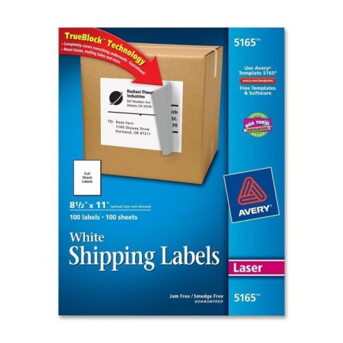 AVERY DENNISON 5165 100-LABELS 0 8.5X11 WHITE