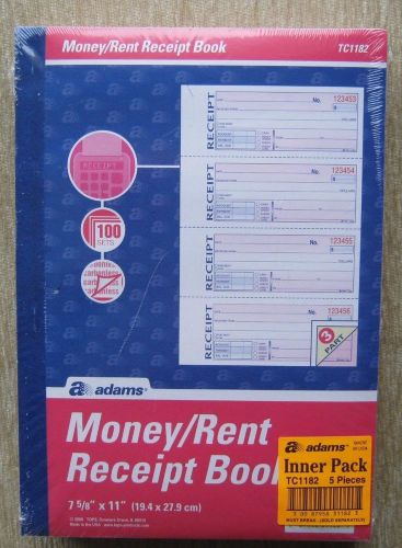 Adams Money Rent Receipt Book 3 Part Carbonless 5 x 100 = 500 Numbered Sets