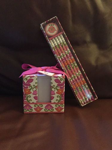 Vera Bradley Take Notes Cube Loose Notes &amp; Pencil Box Set