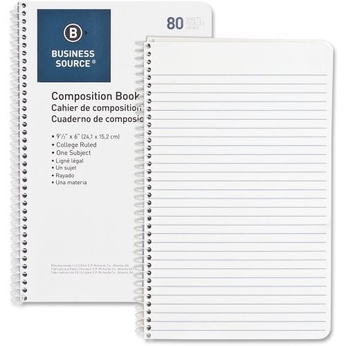 Business Source Composition Book - 80 Sht -16 lb - 6&#034; x 9.50&#034; - BSN10966