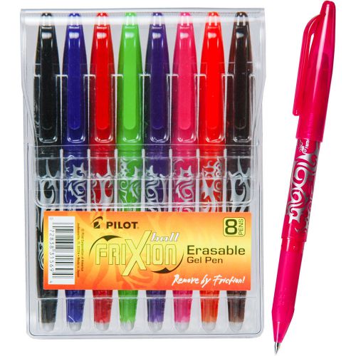 Pilot FriXion Ball Erasable Gel Pen, 0.7mm Point, 8 Pack Pouch, 31569