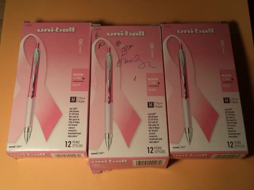 uni-ball 207 Signo Gel Pens Black Medium 12 ct Pink Ribbon 1745267 CITY OF HOPE