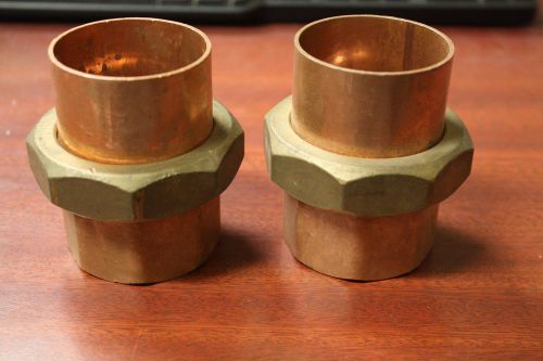 2&#034; COPPER UNION ~ ELKHART SWEAT PLUMBING FITTING COPPER (LOT OF 2)