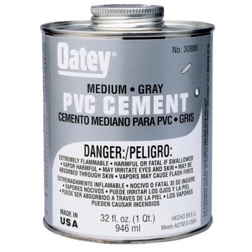 Oatey 30883 medium gray pvc cement-1/4pint pvc cement for sale