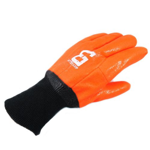 BetterGrip Premium Heavy Duty LINED ORANGE PVC Coated GLOVES -Knit Wrist