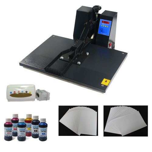 16x24 Flat Heat Press CISS Inks T-shirt Dark light Inkjet Transfer Paper KIT