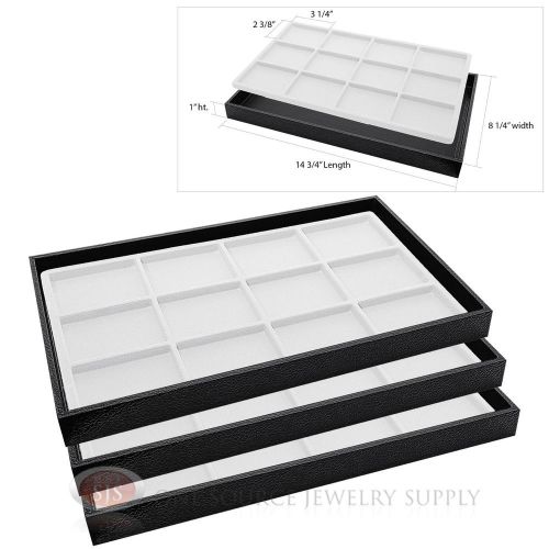 3 wooden sample display trays 3 divided 12 compartment white tray liner inserts for sale