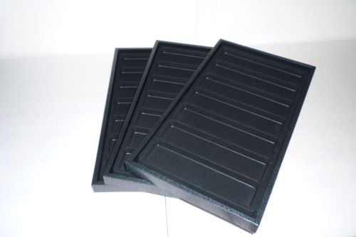 3 Black Jewelry Display Trays with 7-Slot Black Velvet Inserts &#034;ON SALE&#034;