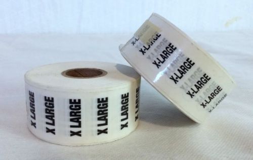 *Lot of 2* XL 1.25&#034;x5&#034; Clear Retail Clothing Label Sticker Strip Rolls *NEW*