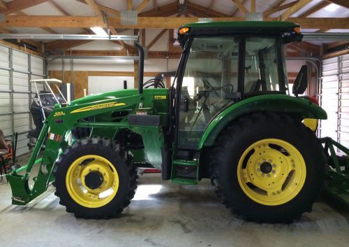 John Deere 5083E Tractor with Frontier Grooming Mower, Forks &amp; JD Front Scoop